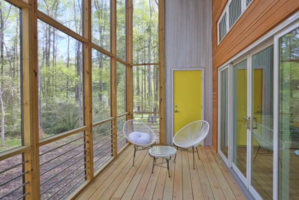 Exterior photo of the screened in porch